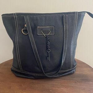 Myra Black leather tote